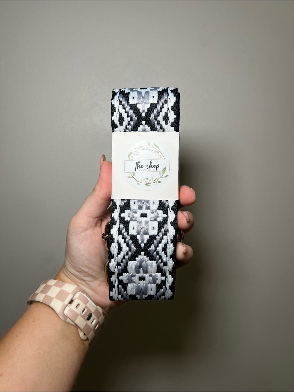Black and White Woven Purse Strap